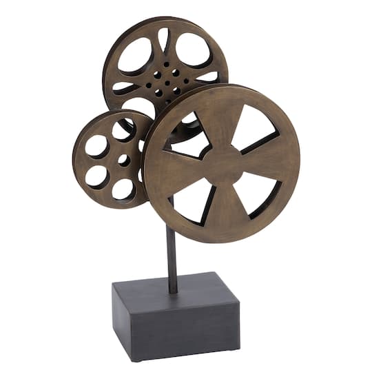 16" Brown Metal Vintage Camera Sculpture